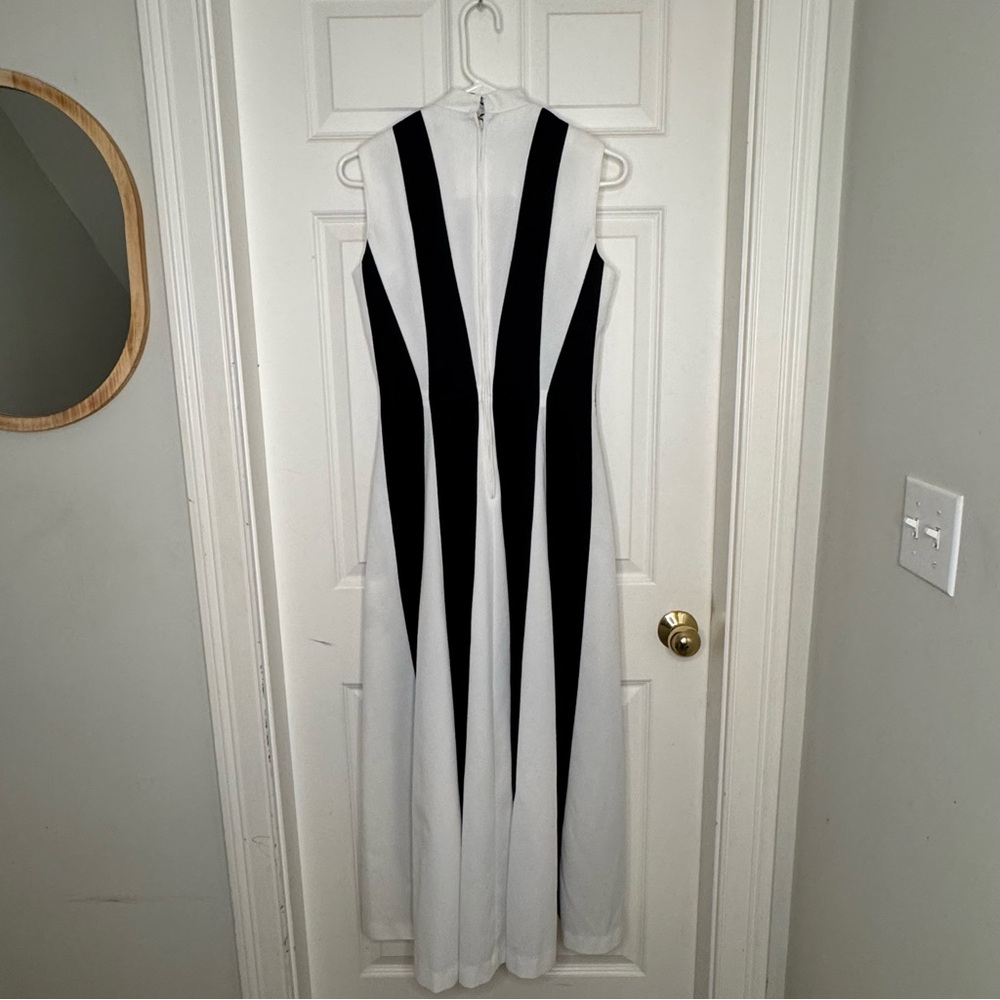 Vintage 60s/70s maxi Dress Harlequin Fit and Flare Size Medium Black and White - Picture 4 of 13